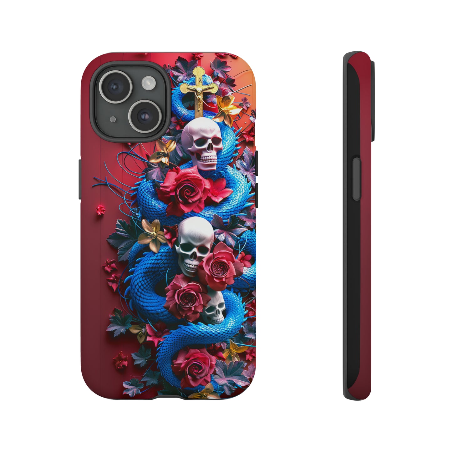 Tough Phone Case Skull and Snake