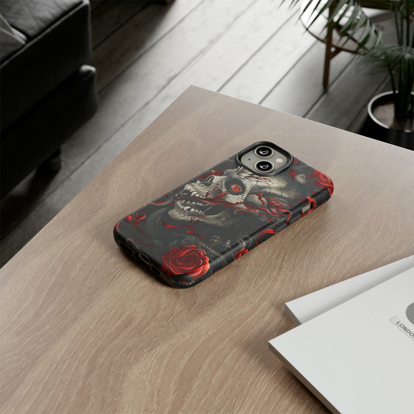 Tough Phone Case Skull and Rose 03