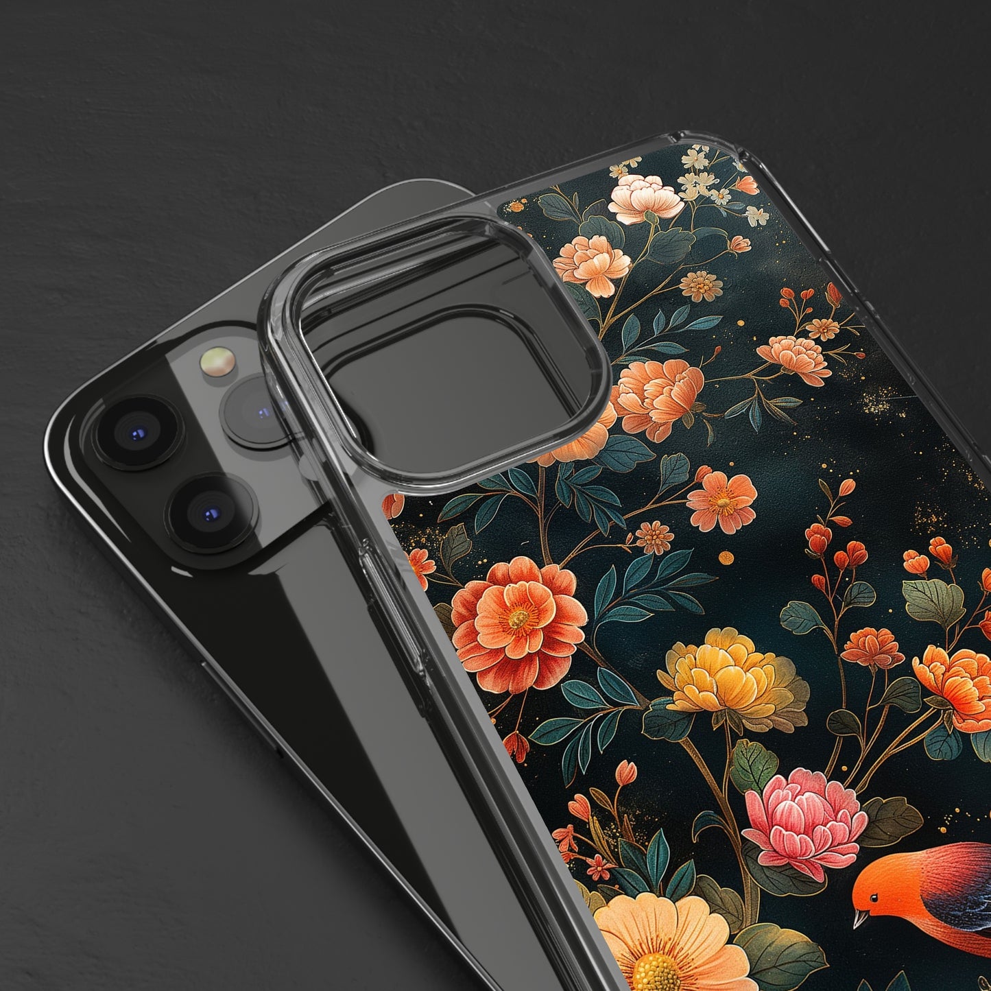 Clear Phone Cases Flower Bird Design