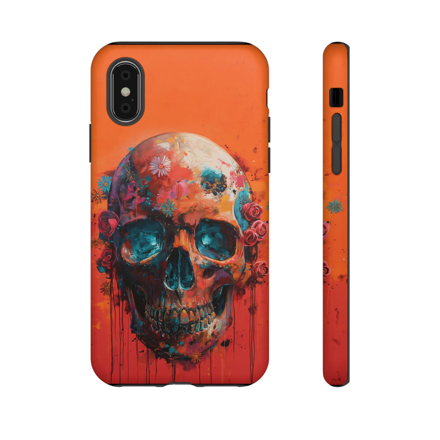 Tough Phone Case Orange Skull