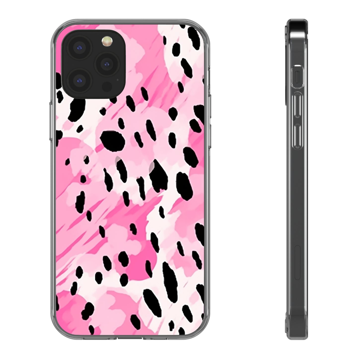 Clear Phone Cases Pink Leopard Spots