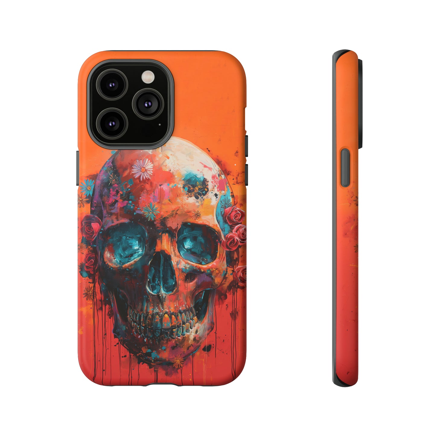 Tough Phone Case Orange Skull