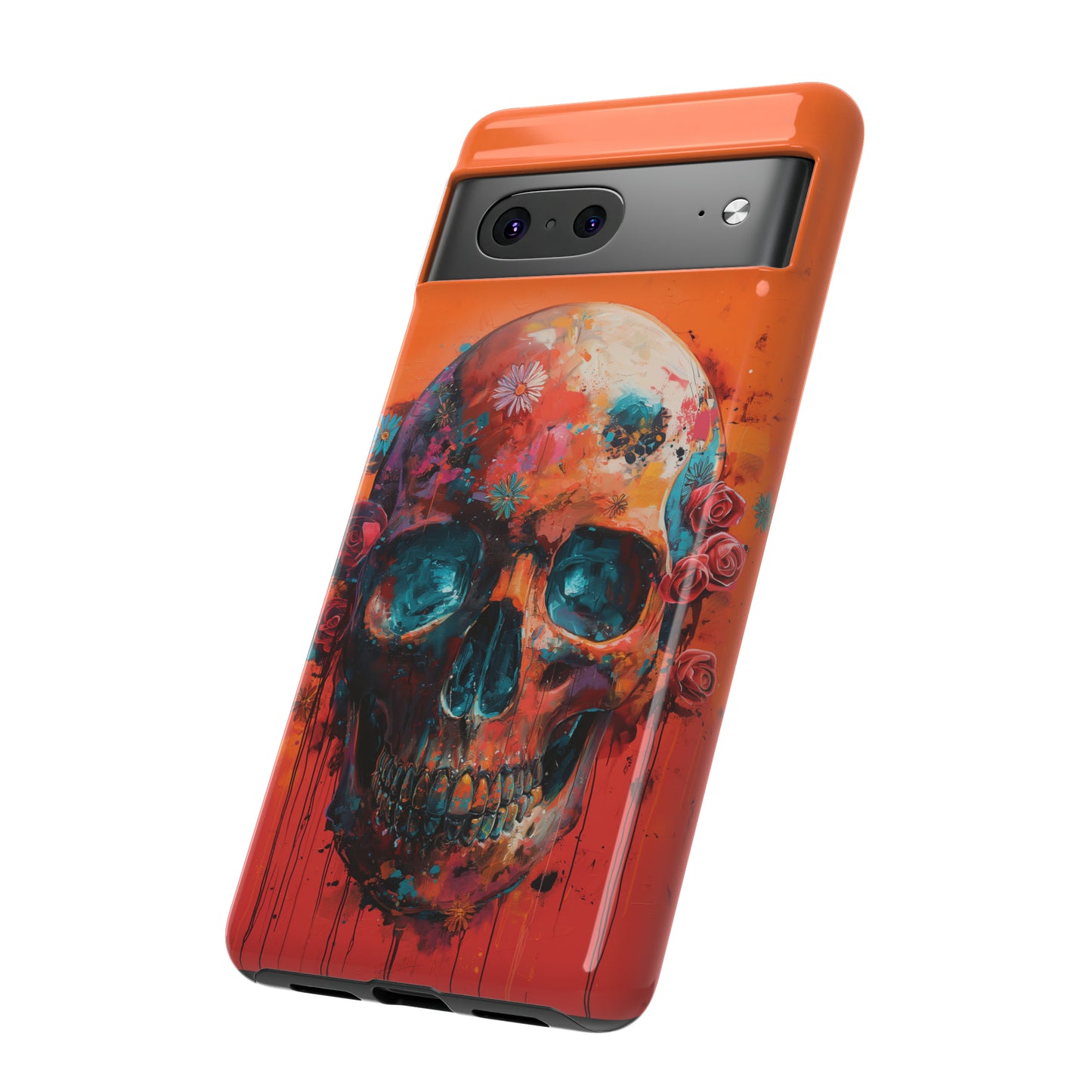 Tough Phone Case Orange Skull