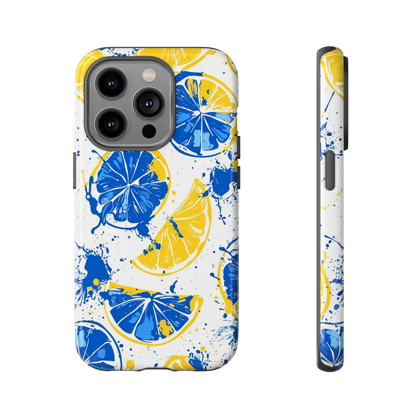 Tough Phone Case Lemon Blue and Yellow