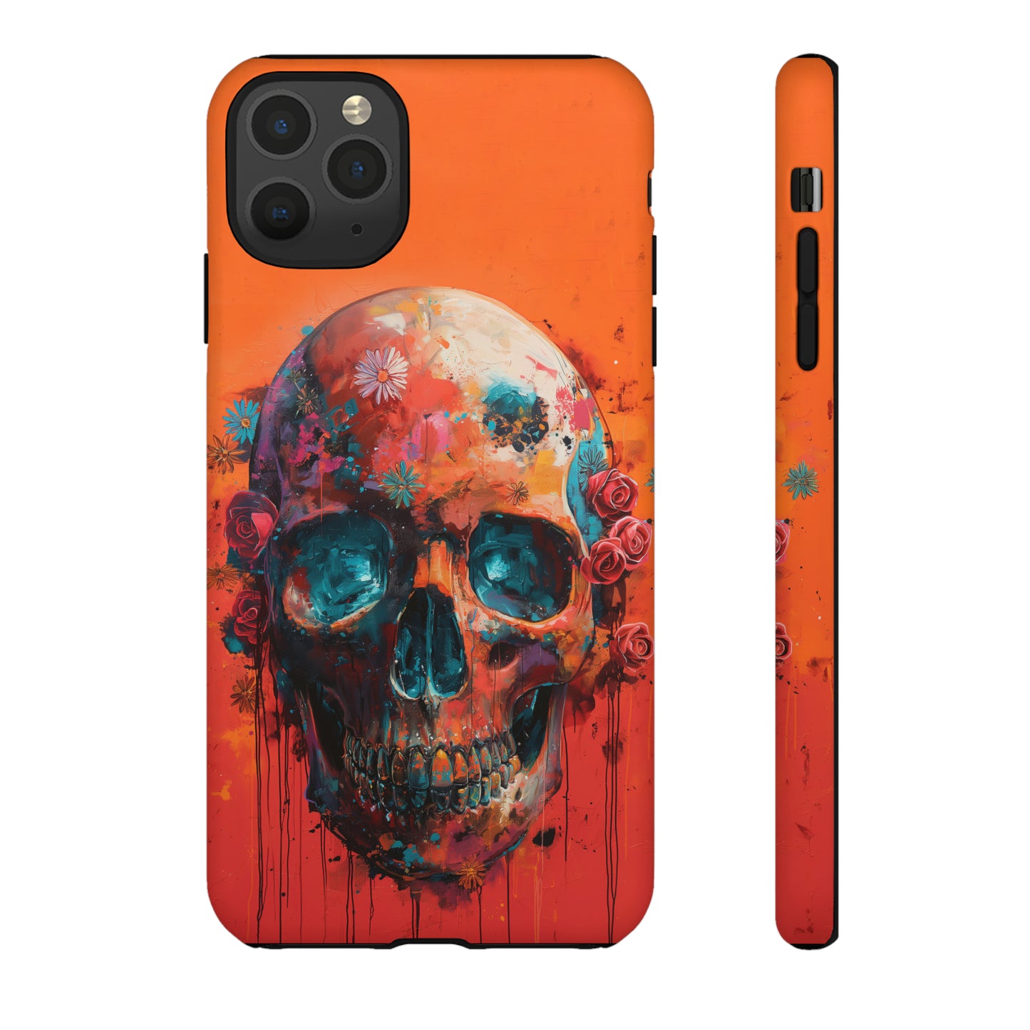 Tough Phone Case Orange Skull