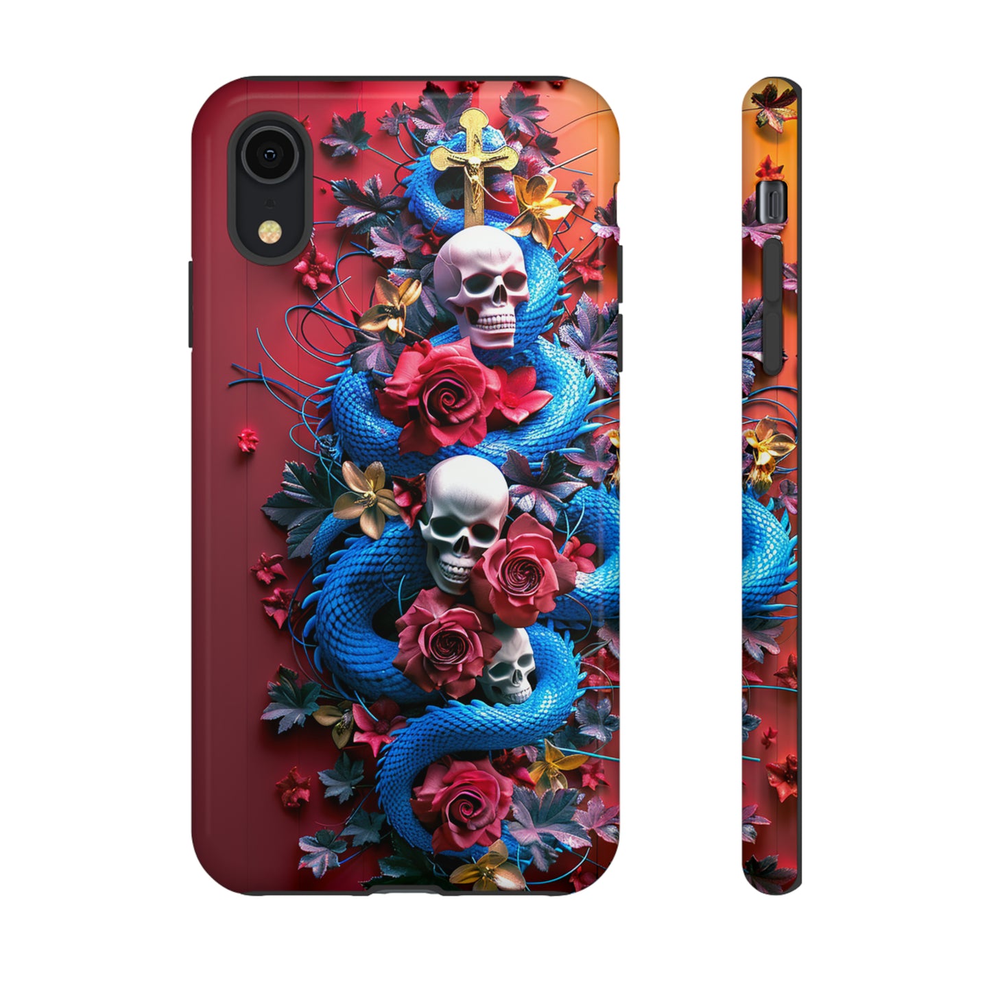 Tough Phone Case Skull and Snake