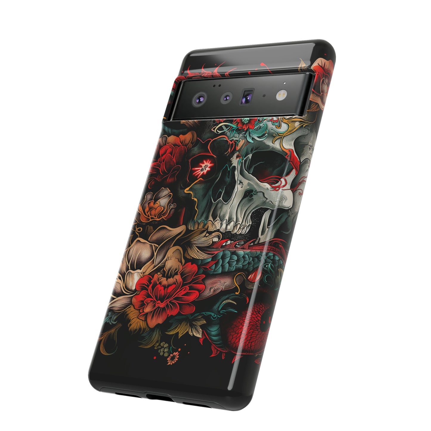 Tough Phone Case Skull and Rose