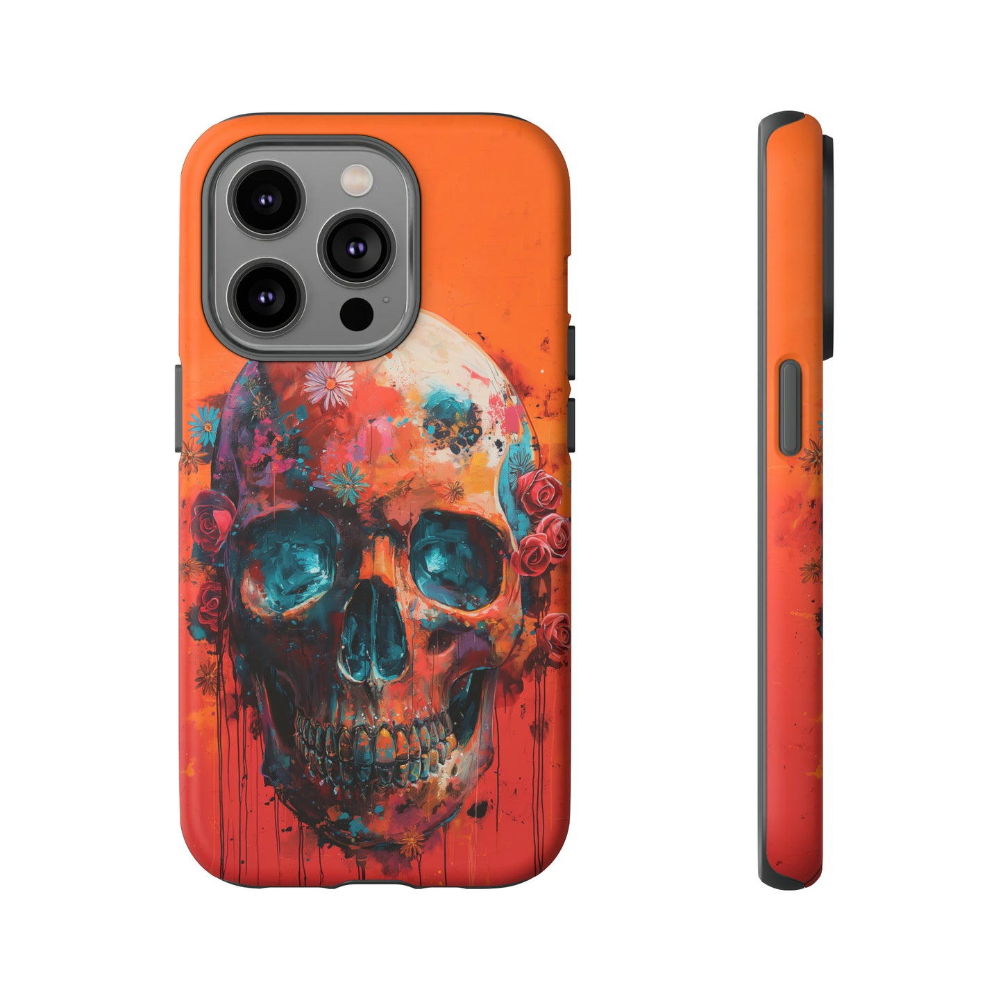 Tough Phone Case Orange Skull