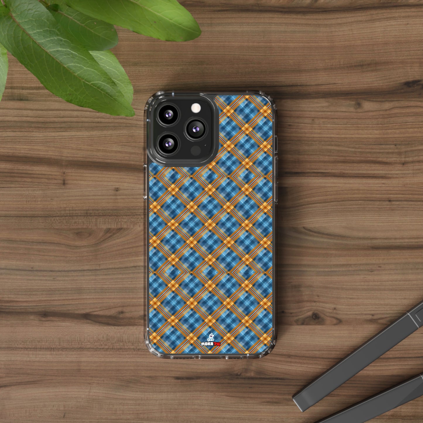 Clear Phone Cases Plaid Design