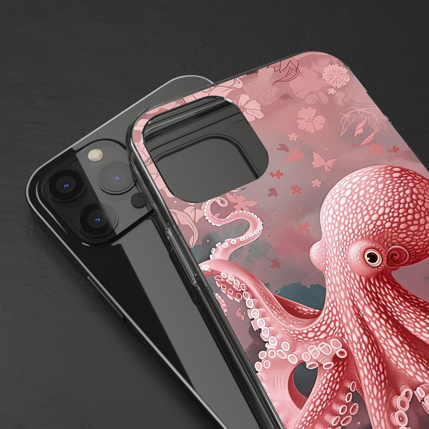 Clear Phone Cases Pink Octopus