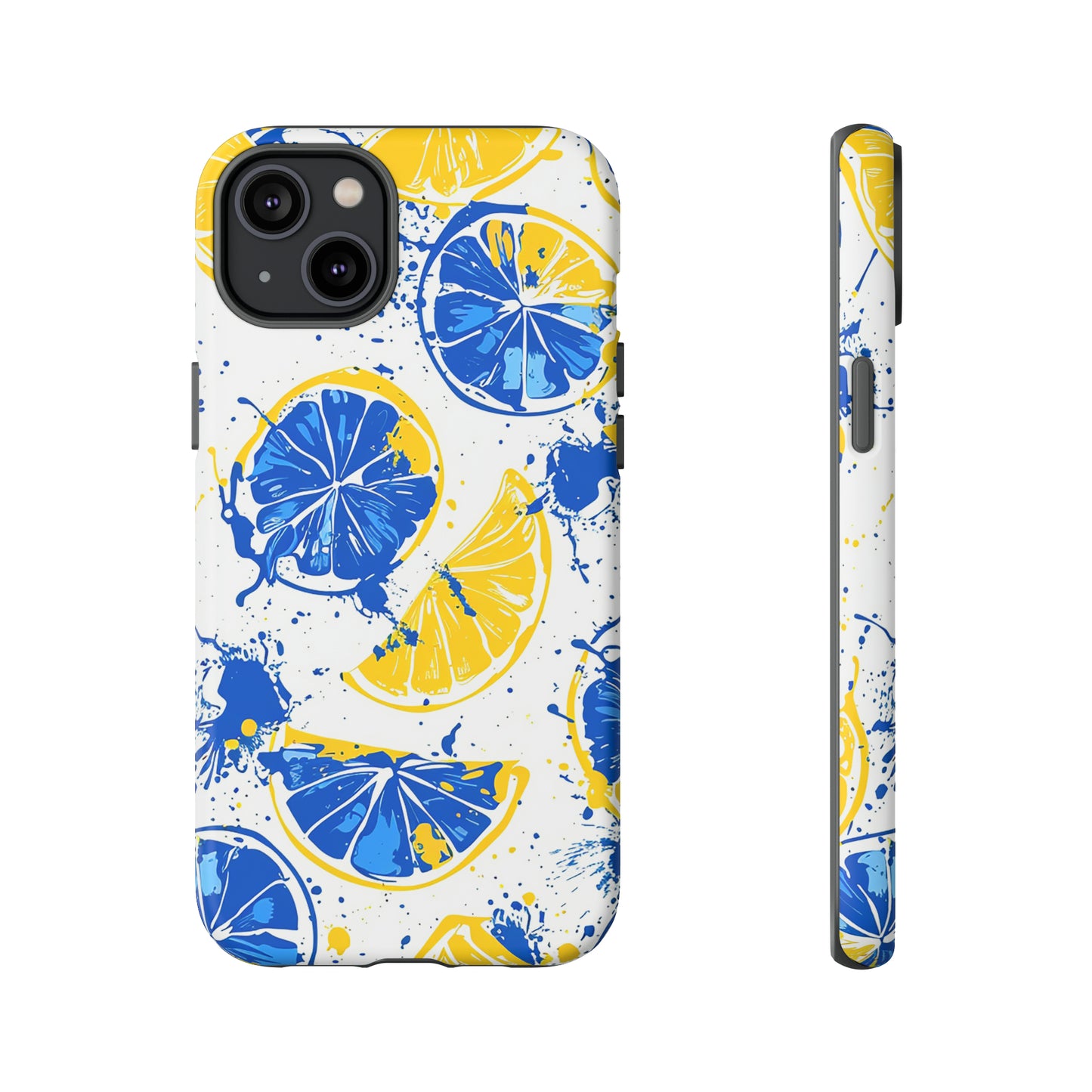 Tough Phone Case Lemon Blue and Yellow