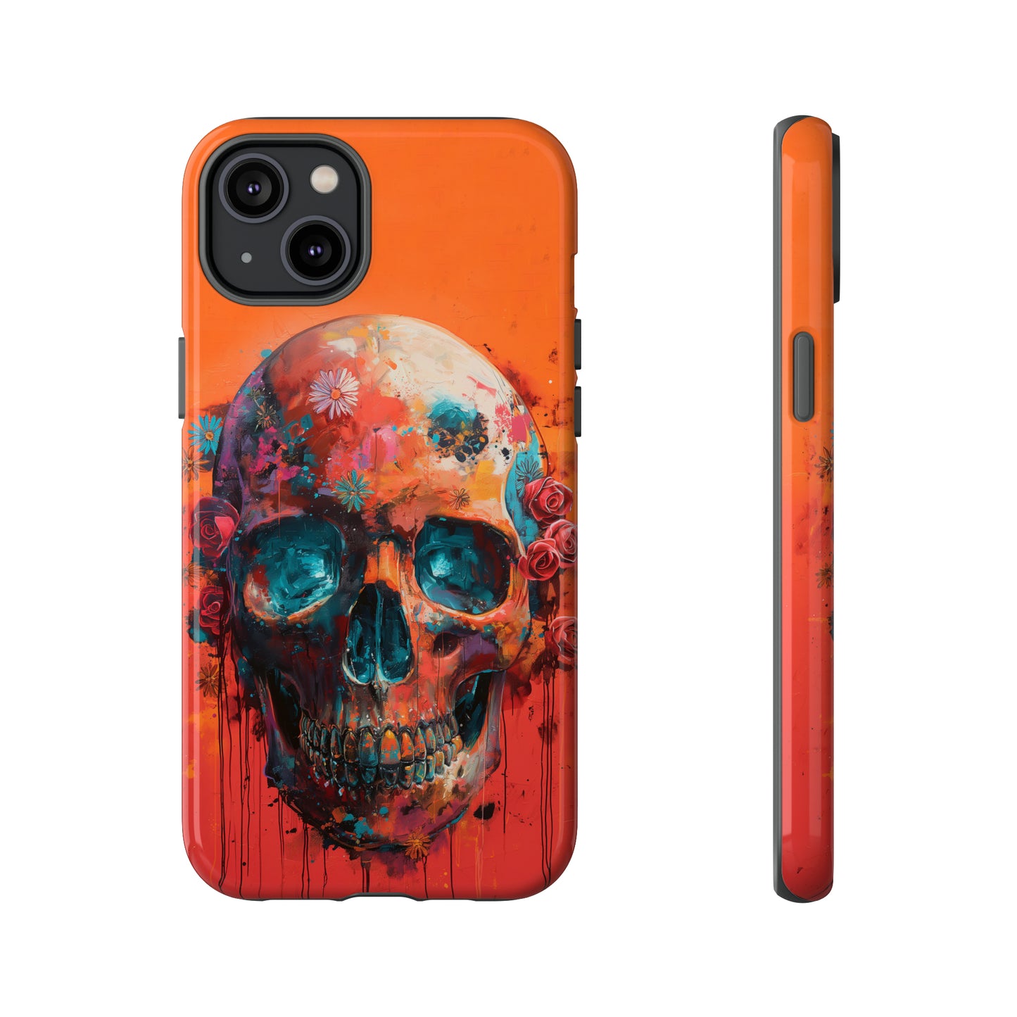 Tough Phone Case Orange Skull