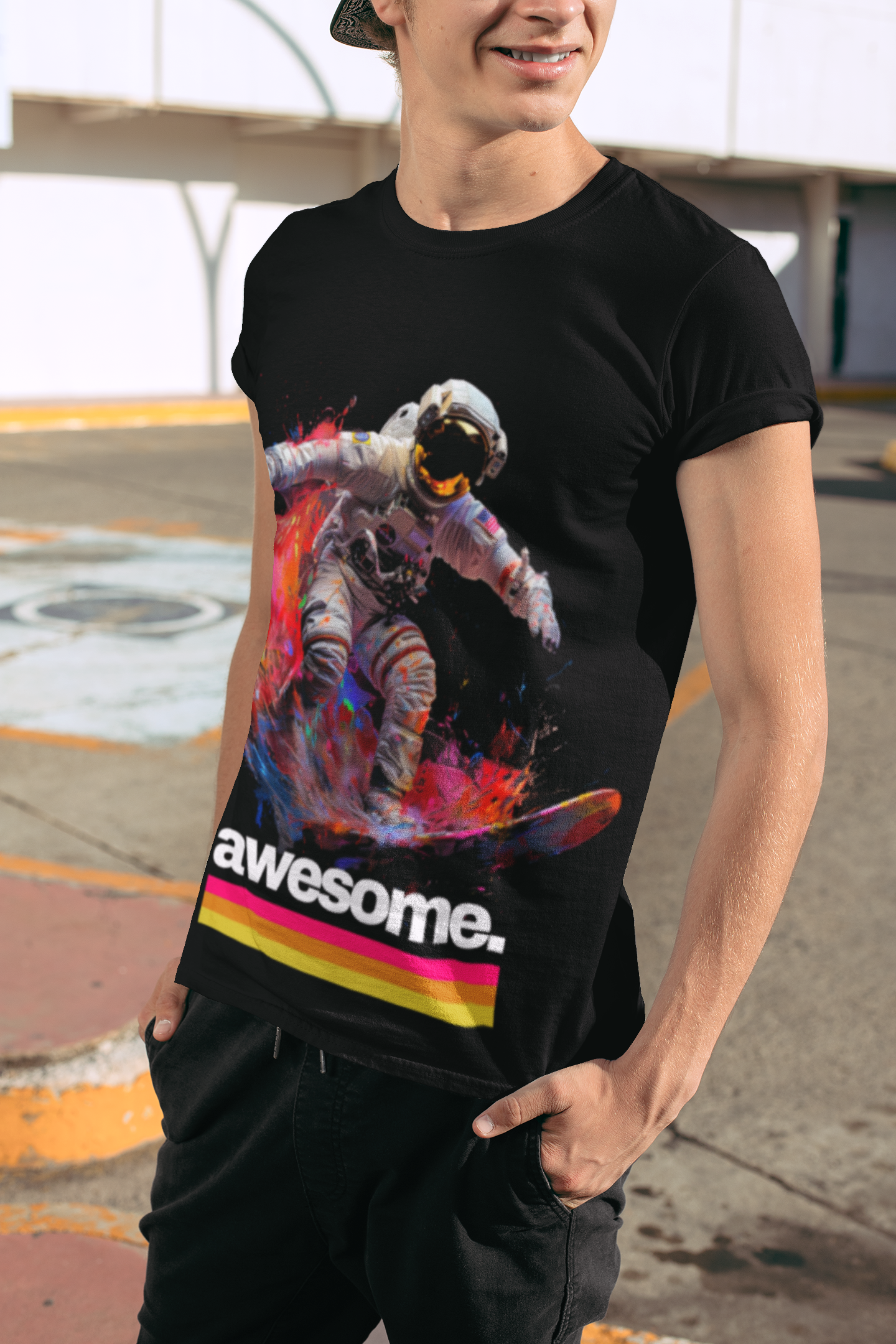 Awesome Astronaut - Bold and Vibrant Graphic T-Shirt