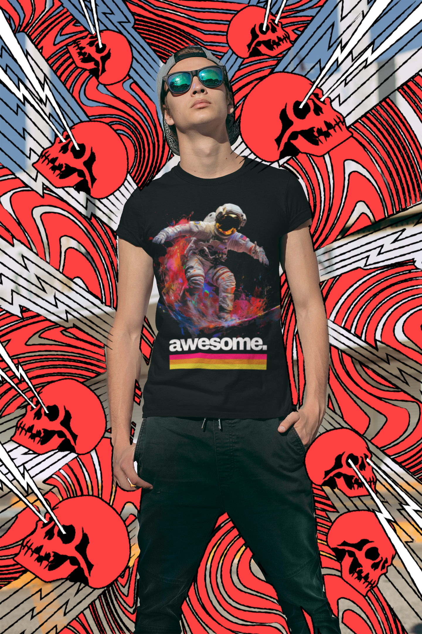 Awesome Astronaut - Bold and Vibrant Graphic T-Shirt