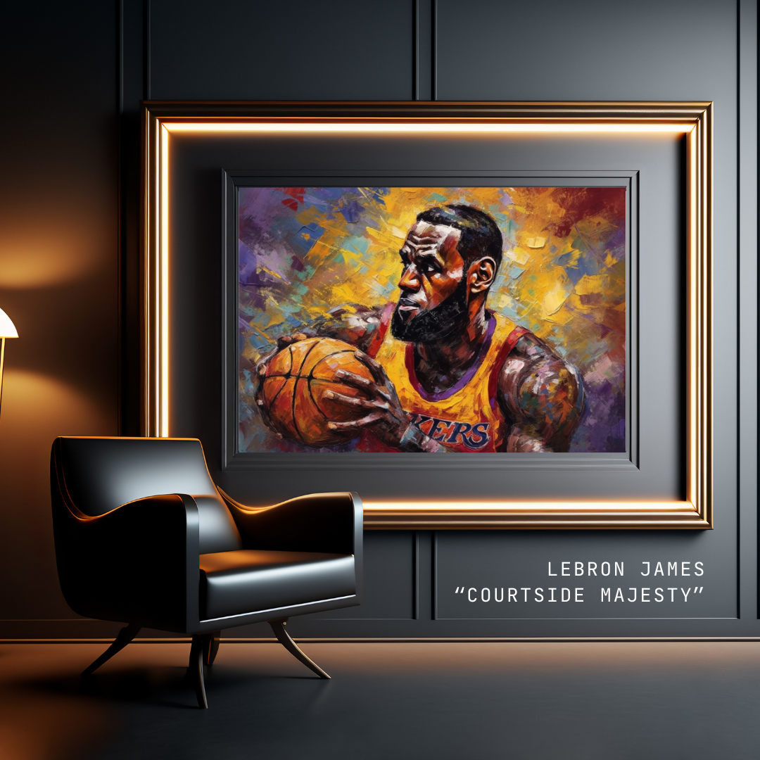 Courtside Majesty Lebron James on Canvas