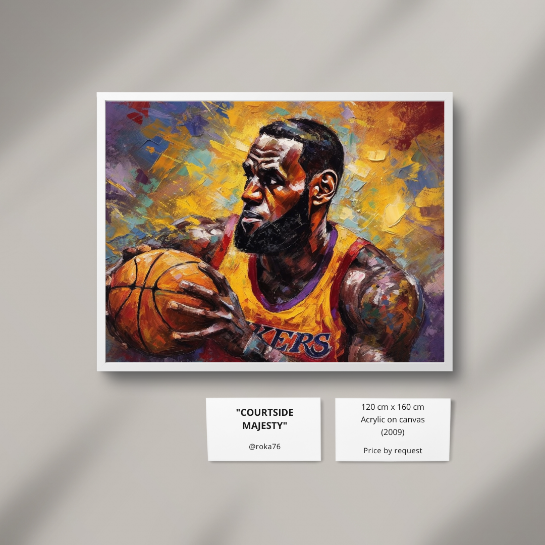 Courtside Majesty Lebron James on Canvas