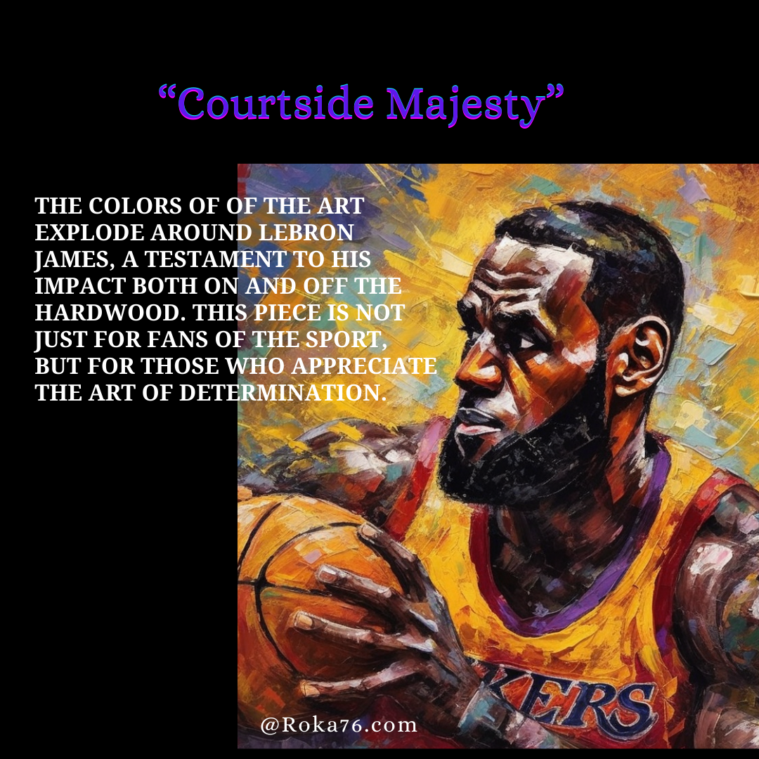 Courtside Majesty Lebron James on Canvas