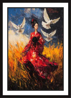 Elegance in Red - Enchanting Portrait of Serenity and Grace