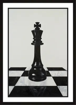 King's Move - Minimalist Chess Art in Black and White