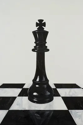 King's Move - Minimalist Chess Art in Black and White