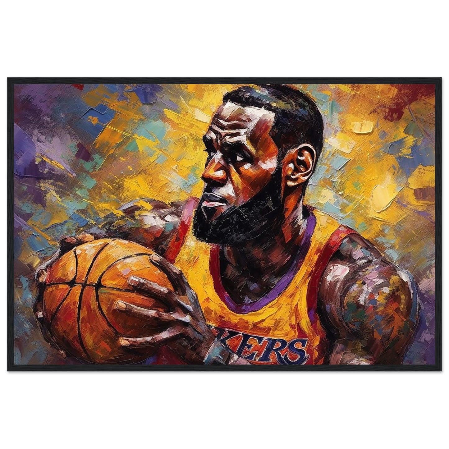 Courtside Majesty Lebron James on Wooden Framed