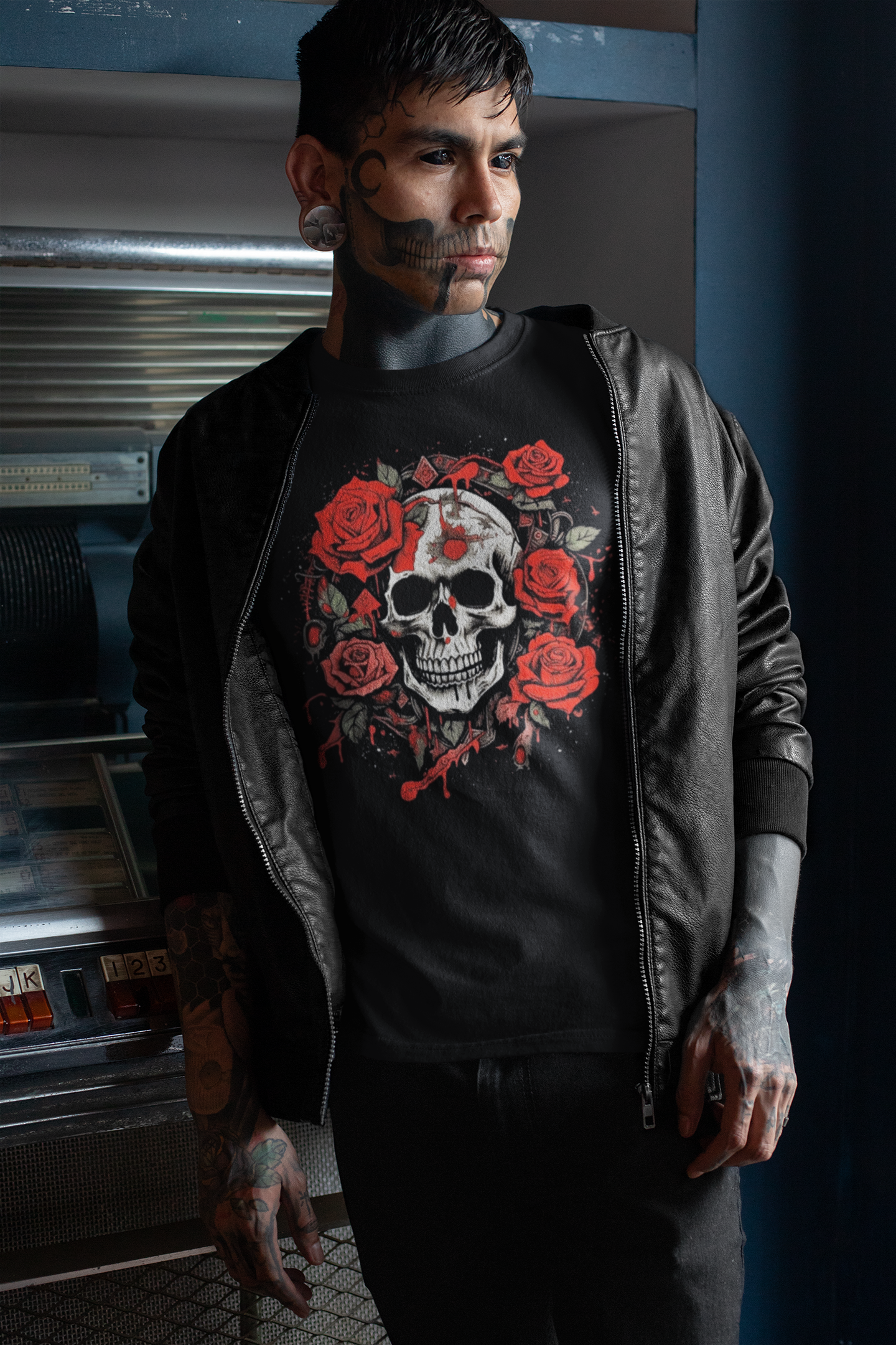 Scarlet Enigma Skull and Roses Tee Graphic Organic T-Shirt