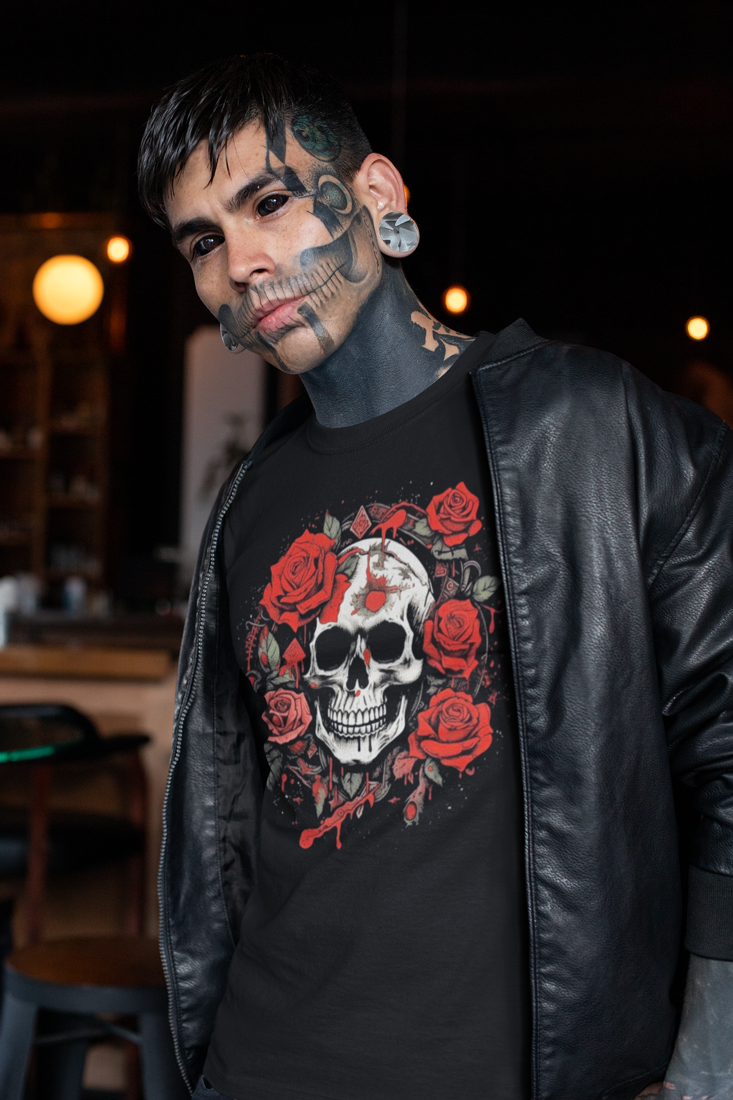 Scarlet Enigma Skull and Roses Tee Graphic Organic T-Shirt